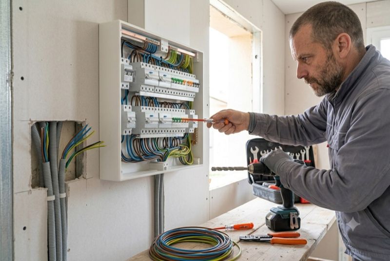 Pose d'un tableau électrique lors d'une rénovation